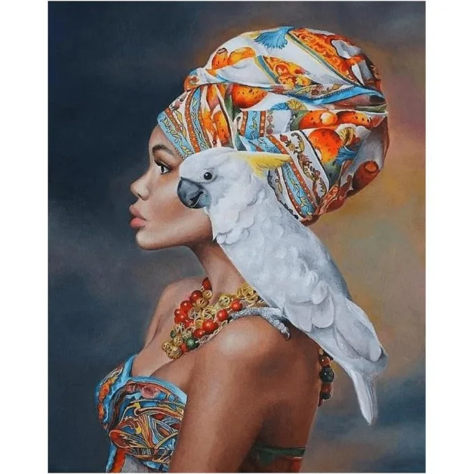 afrikali guzel 12 sayilarla boyama seti 40x50 4021