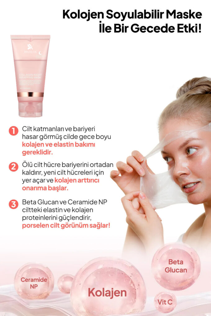 Soyulabilir Kolajen Jel Yüz Maskesi - Kolajen Gece Maskesi 75 ml 8.resim
